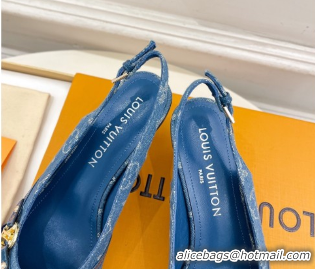 Best Product Louis Vuitton 6AM Slingback Pumps 5.5cm in Blue Monogram Denim 0222007