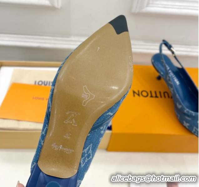 Best Product Louis Vuitton 6AM Slingback Pumps 5.5cm in Blue Monogram Denim 0222007