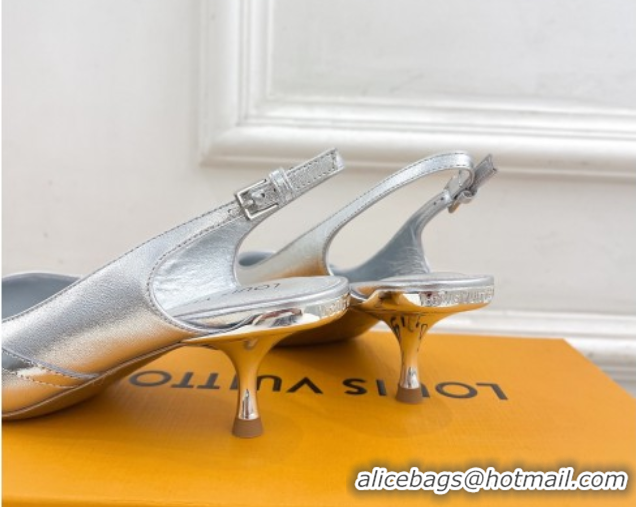 Grade Quality Louis Vuitton 6AM Slingback Pumps 5.5cm in Calfskin Silver 0222008