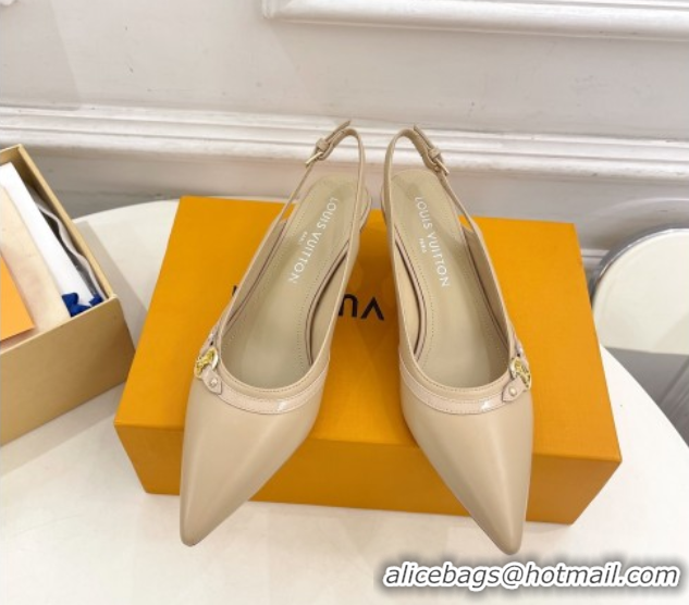 Pretty Style Louis Vuitton 6AM Slingback Pumps 5.5cm in Lambskin Beige 0222009