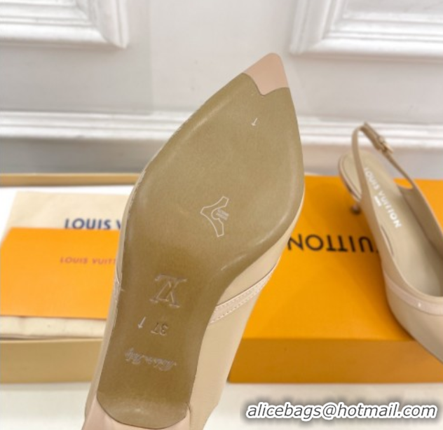 Pretty Style Louis Vuitton 6AM Slingback Pumps 5.5cm in Lambskin Beige 0222009