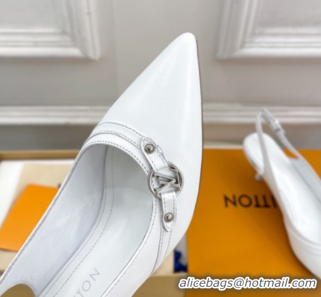 Best Grade Louis Vuitton 6AM Slingback Pumps 5.5cm in Lambskin White 0222010