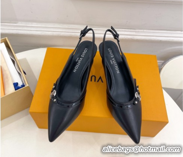 Luxurious Louis Vuitton 6AM Slingback Pumps 5.5cm in Lambskin Black 0222011