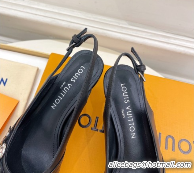 Luxurious Louis Vuitton 6AM Slingback Pumps 5.5cm in Lambskin Black 0222011