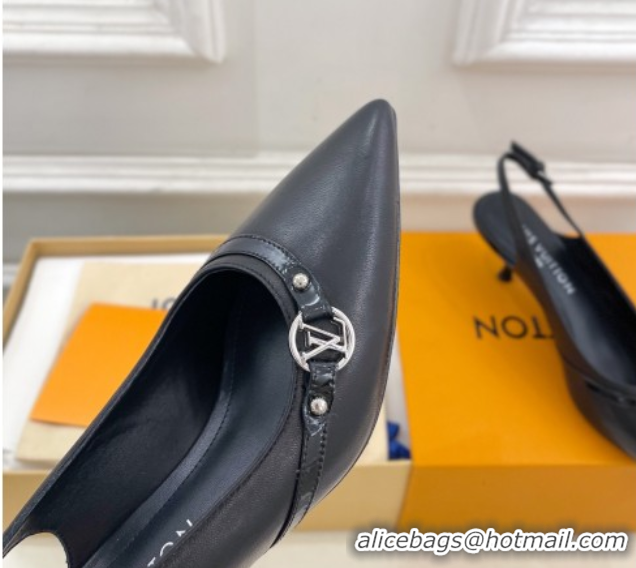 Luxurious Louis Vuitton 6AM Slingback Pumps 5.5cm in Lambskin Black 0222011