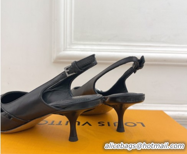 Luxurious Louis Vuitton 6AM Slingback Pumps 5.5cm in Lambskin Black 0222011