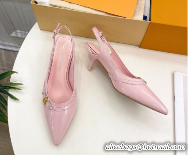 Popular Style Louis Vuitton 6AM Slingback Pumps 5.5cm in Patent Leather Light Pink 0222012