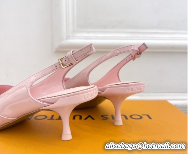 Popular Style Louis Vuitton 6AM Slingback Pumps 5.5cm in Patent Leather Light Pink 0222012