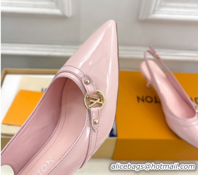 Popular Style Louis Vuitton 6AM Slingback Pumps 5.5cm in Patent Leather Light Pink 0222012