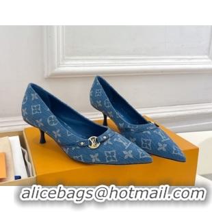 Charming Louis Vuitton 6AM Pumps 5.5cm in Blue Denim 0222016