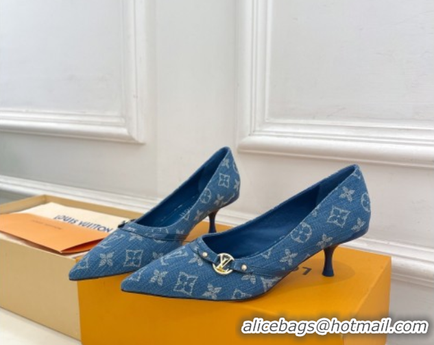 Charming Louis Vuitton 6AM Pumps 5.5cm in Blue Denim 0222016