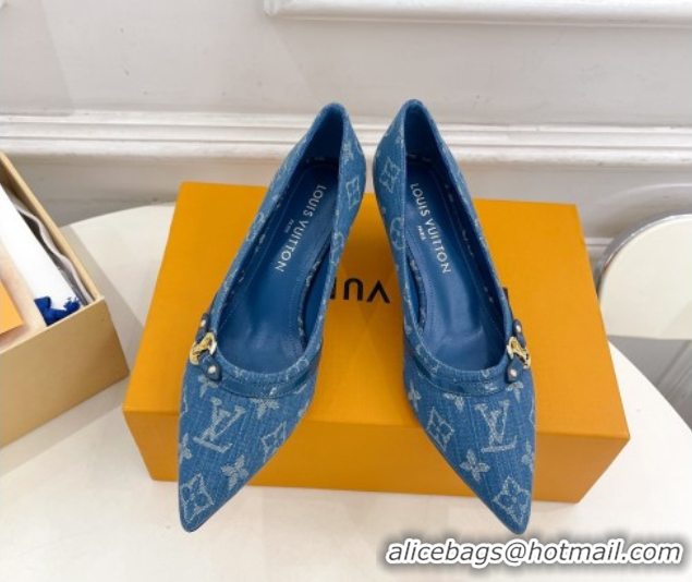 Charming Louis Vuitton 6AM Pumps 5.5cm in Blue Denim 0222016