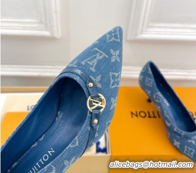 Charming Louis Vuitton 6AM Pumps 5.5cm in Blue Denim 0222016