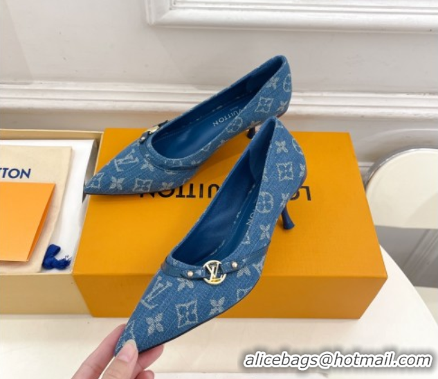 Charming Louis Vuitton 6AM Pumps 5.5cm in Blue Denim 0222016