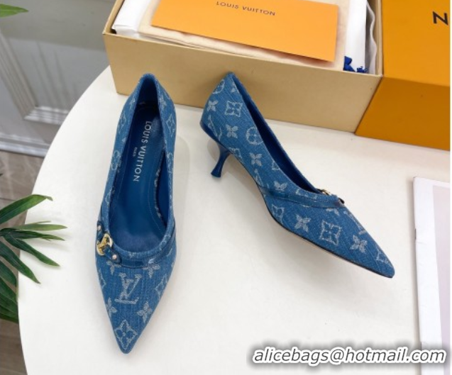 Charming Louis Vuitton 6AM Pumps 5.5cm in Blue Denim 0222016