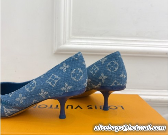 Charming Louis Vuitton 6AM Pumps 5.5cm in Blue Denim 0222016
