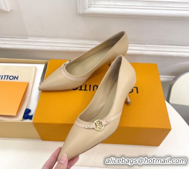 Shop Duplicate Louis Vuitton 6AM Pumps 5.5cm in Lambskin Leather Beige 0222018