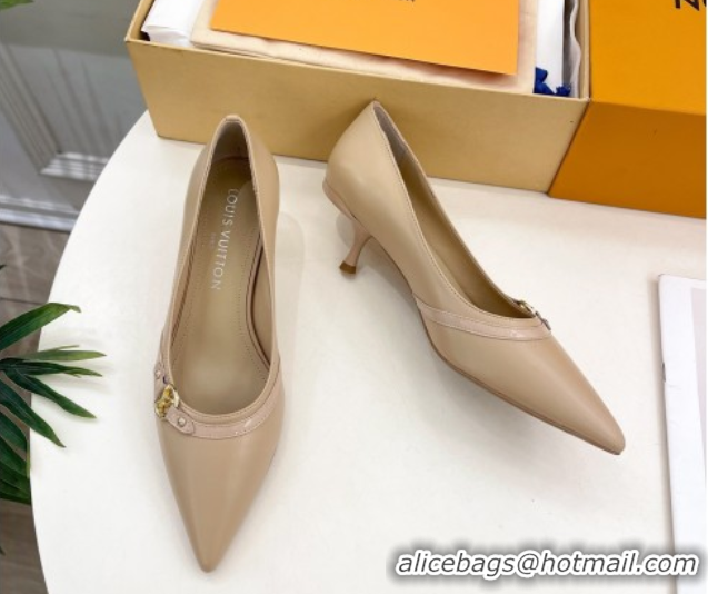 Shop Duplicate Louis Vuitton 6AM Pumps 5.5cm in Lambskin Leather Beige 0222018
