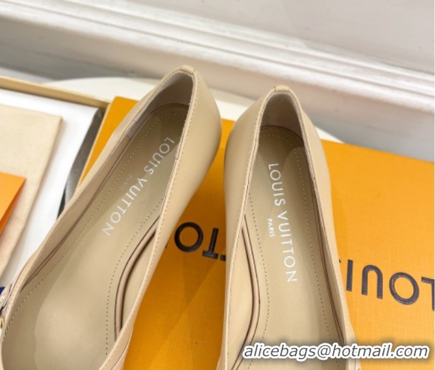 Shop Duplicate Louis Vuitton 6AM Pumps 5.5cm in Lambskin Leather Beige 0222018
