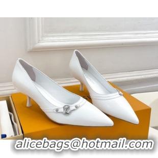 Big Discount Louis Vuitton 6AM Pumps 5.5cm in Lambskin Leather White 0222019