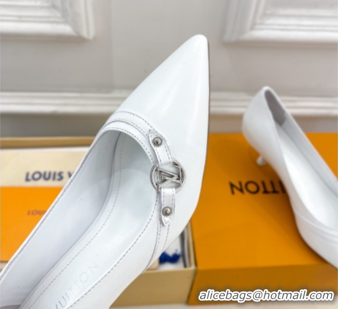 Big Discount Louis Vuitton 6AM Pumps 5.5cm in Lambskin Leather White 0222019