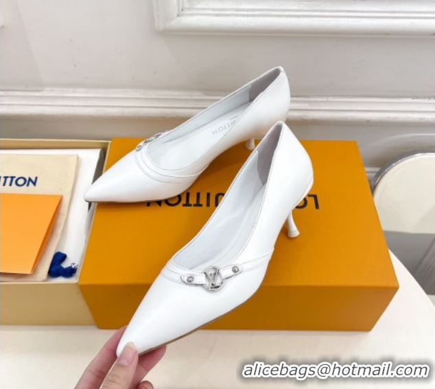 Big Discount Louis Vuitton 6AM Pumps 5.5cm in Lambskin Leather White 0222019