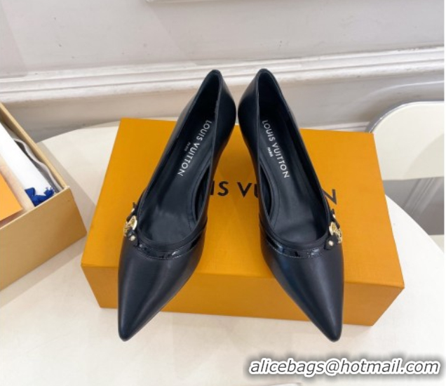 Good Product Louis Vuitton 6AM Pumps 5.5cm in Lambskin Leather Black 0222020