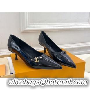 Buy Discount Louis Vuitton 6AM Pumps 5.5cm in Patent Calfskin Leather Black 0222022