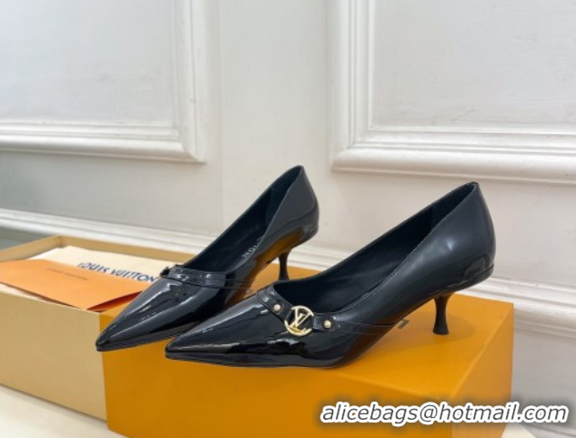 Buy Discount Louis Vuitton 6AM Pumps 5.5cm in Patent Calfskin Leather Black 0222022