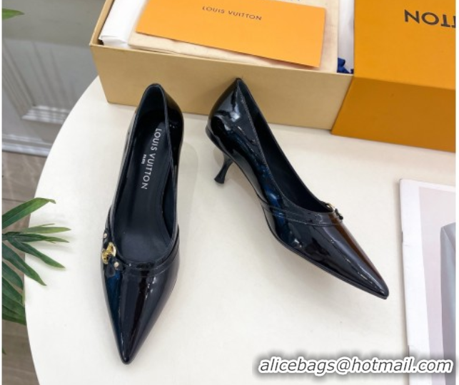 Buy Discount Louis Vuitton 6AM Pumps 5.5cm in Patent Calfskin Leather Black 0222022