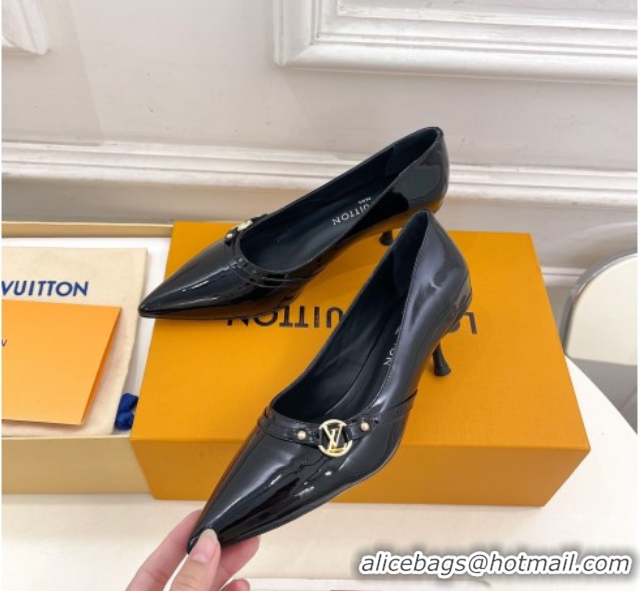 Buy Discount Louis Vuitton 6AM Pumps 5.5cm in Patent Calfskin Leather Black 0222022