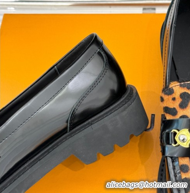 Buy Luxury Louis Vuitton District Platform Loafers in Leopard print/Black Leather 0222024