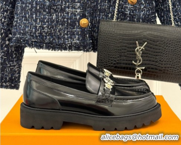 Most Popular Louis Vuitton District Platform Loafers in Calfskin Leather Black 0222025