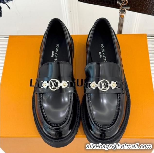 Most Popular Louis Vuitton District Platform Loafers in Calfskin Leather Black 0222025