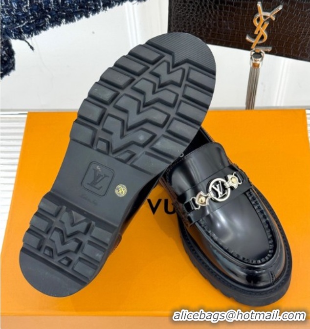 Most Popular Louis Vuitton District Platform Loafers in Calfskin Leather Black 0222025
