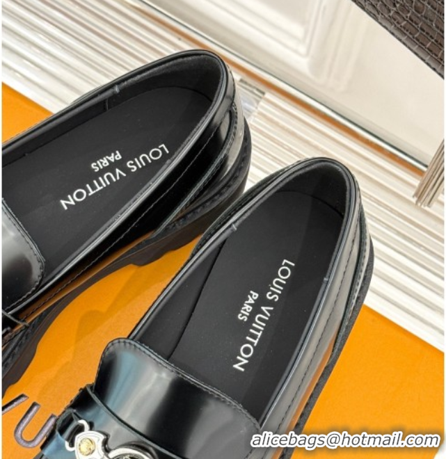 Most Popular Louis Vuitton District Platform Loafers in Calfskin Leather Black 0222025