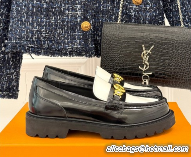 Popular Style Louis Vuitton District Platform Loafers in Leather Black/White 0222027