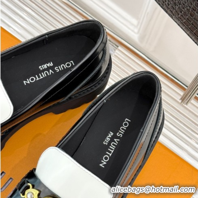Popular Style Louis Vuitton District Platform Loafers in Leather Black/White 0222027