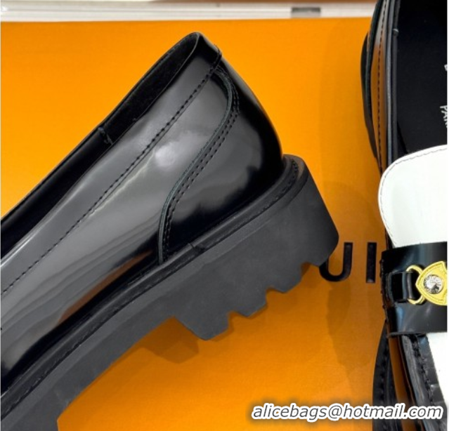 Popular Style Louis Vuitton District Platform Loafers in Leather Black/White 0222027