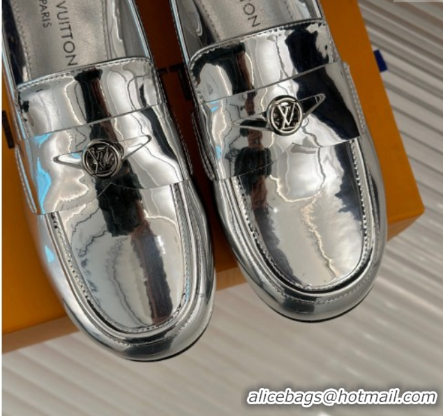 Good Looking Louis Vuitton Soho Flat Loafers in Patent Leather Silver 1ACZN2 1224073
