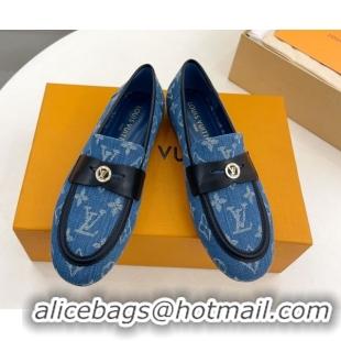 Best Product Louis Vuitton Soho Flat Loafers in Blue Denim 0222033