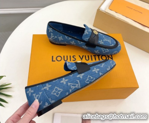 Best Product Louis Vuitton Soho Flat Loafers in Blue Denim 0222033
