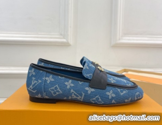 Best Product Louis Vuitton Soho Flat Loafers in Blue Denim 0222033