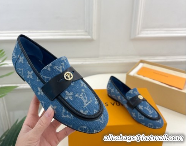 Best Product Louis Vuitton Soho Flat Loafers in Blue Denim 0222033