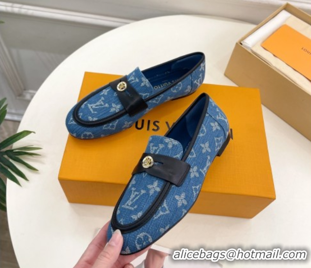 Best Product Louis Vuitton Soho Flat Loafers in Blue Denim 0222033