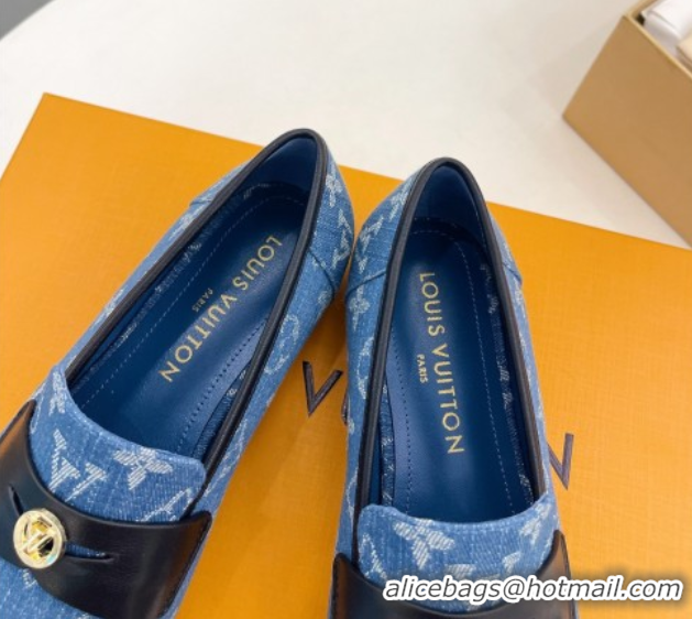 Best Product Louis Vuitton Soho Flat Loafers in Blue Denim 0222033