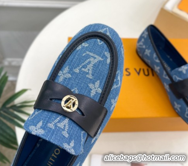 Best Product Louis Vuitton Soho Flat Loafers in Blue Denim 0222033