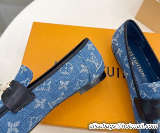 Best Product Louis Vuitton Soho Flat Loafers in Blue Denim 0222033