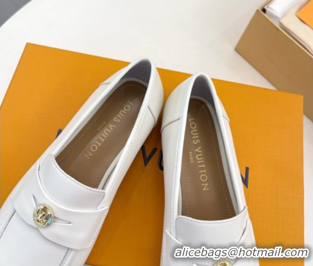 Shop Duplicate Louis Vuitton Soho Flat Loafers in Lambskin White 0222034