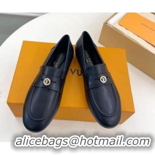 Durable Louis Vuitton Soho Flat Loafers in Lambskin Black 0222035